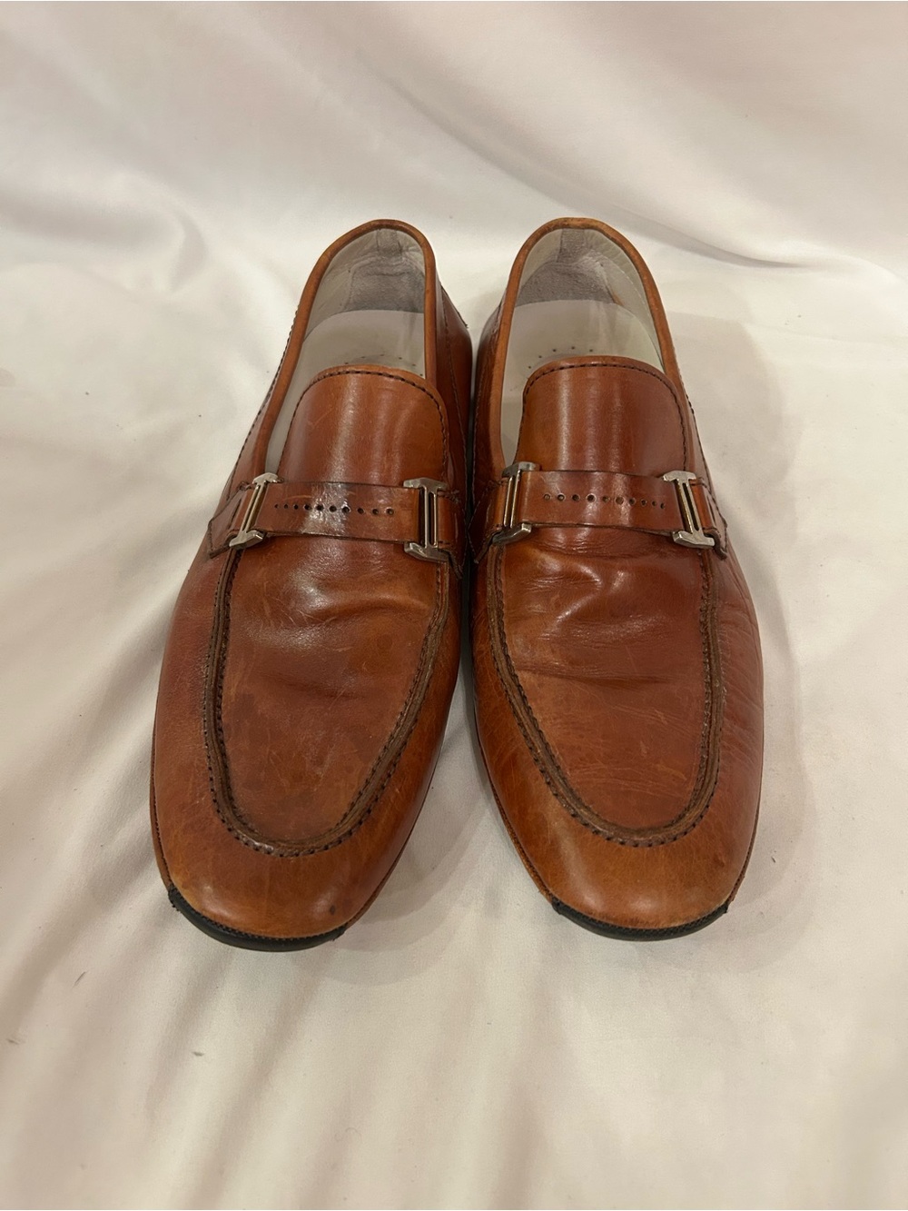 Magnanni Men’s Belt Detail Leather Slip On Loafer Sz 9 Brown